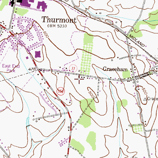 Topographic Map of Thurmont Primary School, MD