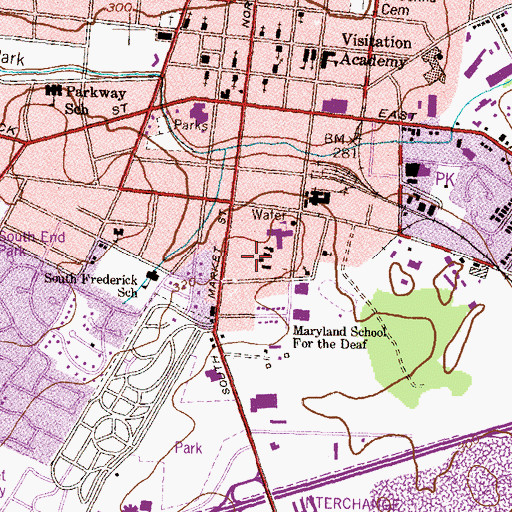 Topographic Map of Maryland School for the Deaf Frederick Campus, MD