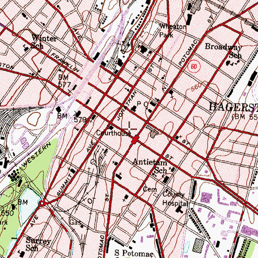 Topographic Map of University System of Maryland at Hagerstown, MD