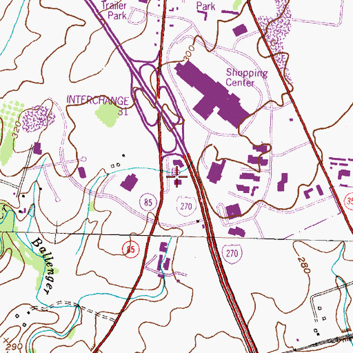 Topographic Map of Hagerstown Business College Frederick Campus, MD