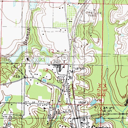 Topographic Map of Pearl River Central High School, MS