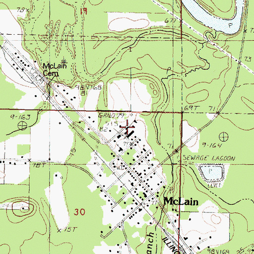 Topographic Map of McLain Elementary School, MS