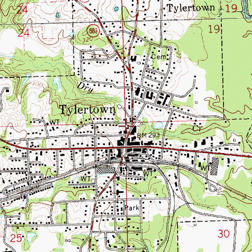 Topographic Map of Walthall County School District, MS