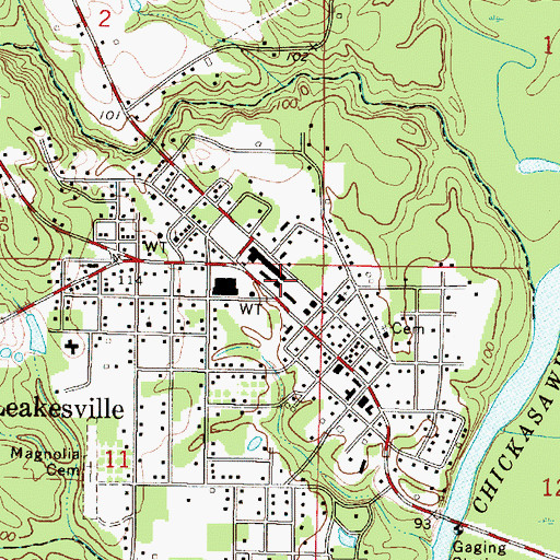 Topographic Map of Greene County School District, MS