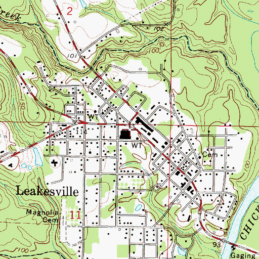Topographic Map of Leakesville Junior High School, MS