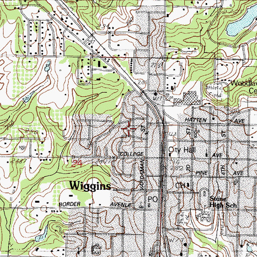 Topographic Map of Stone County School District, MS