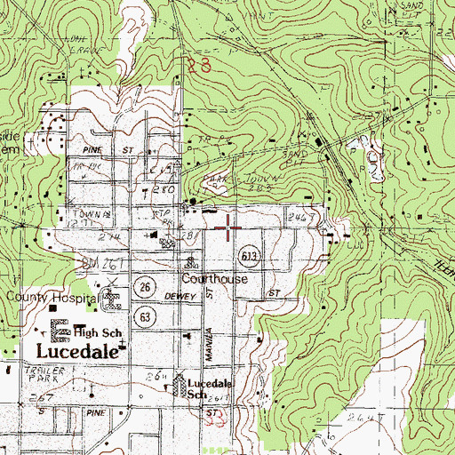 Topographic Map of George County School Distrist, MS