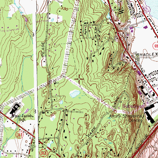 Topographic Map of WYBC-FM (New Haven), CT