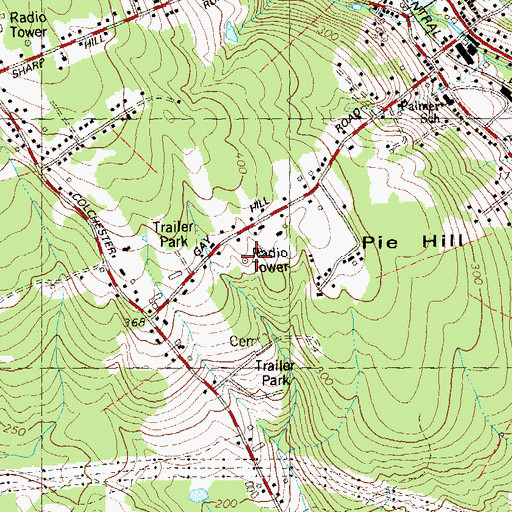Topographic Map of WTYD-FM (New London), CT
