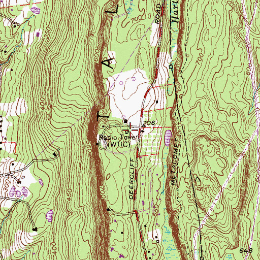 Topographic Map of WWUH-FM (West Hartford), CT