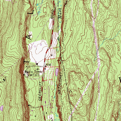 Topographic Map of WHCT-TV (Hartford), CT