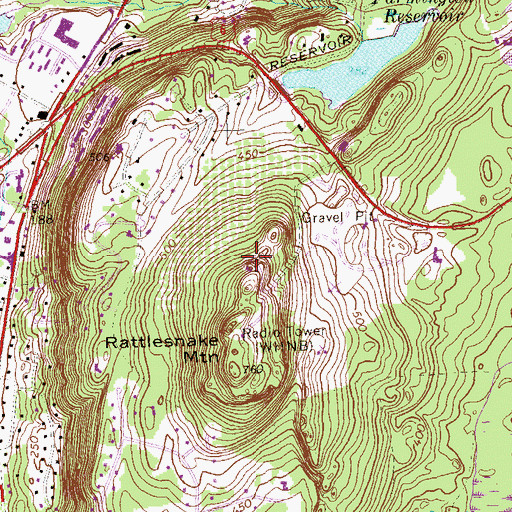 Topographic Map of WTIC-TV (Hartford), CT