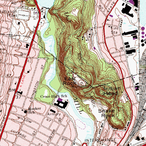 Topographic Map of WEDY-TV (New Haven), CT
