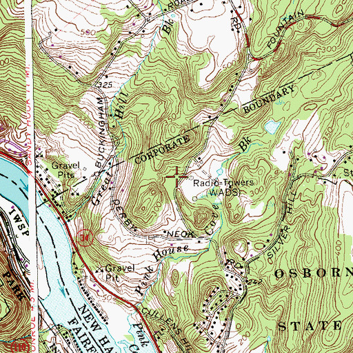 Topographic Map of WADS-AM (Ansonia), CT