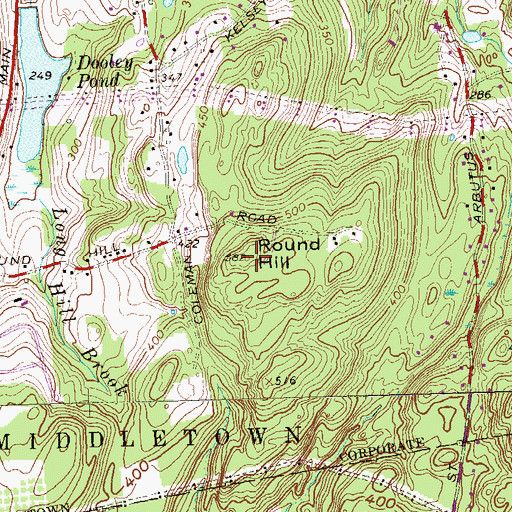 Topographic Map of WIHS-FM (Middletown), CT