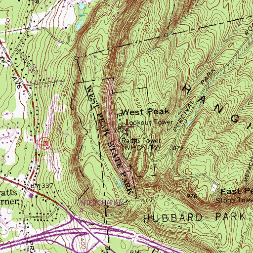 Topographic Map of WWYZ-FM (Waterbury), CT
