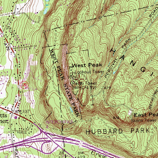 Topographic Map of WIOF-FM (Waterbury), CT