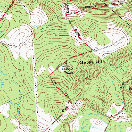 Topographic Map of WILI-FM (Willimantic), CT