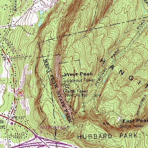 Topographic Map of WTVU-TV (New Haven), CT