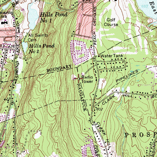 Topographic Map of WTXX-TV (Waterbury), CT