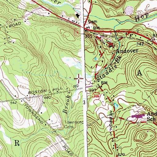 Topographic Map of Town of Andover, CT