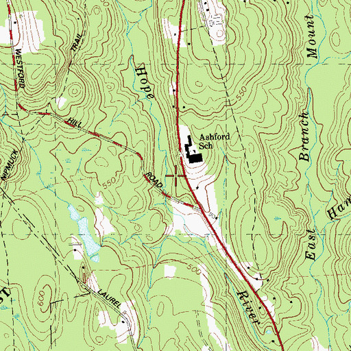 Topographic Map of Town of Ashford, CT