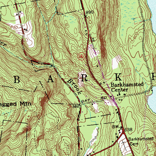 Topographic Map of Town of Barkhamsted, CT