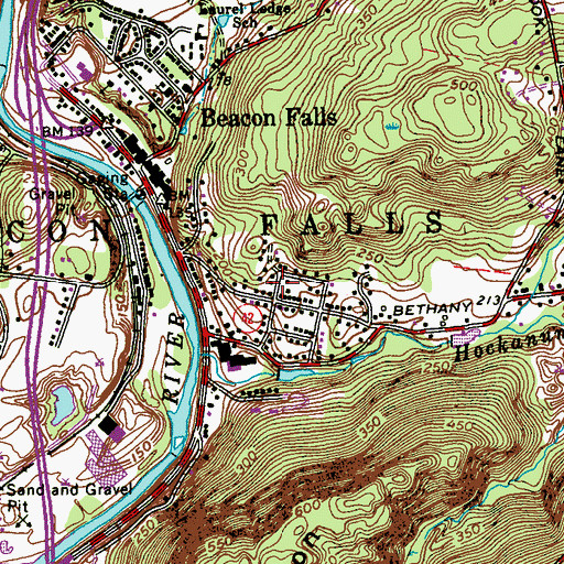 Topographic Map of Town of Beacon Falls, CT