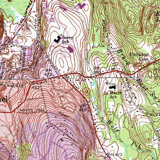 Topographic Map of Town of Bethel, CT