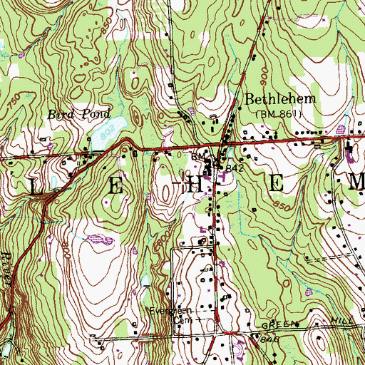Topographic Map of Town of Bethlehem, CT