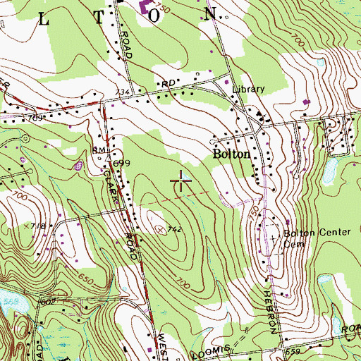 Topographic Map of Town of Bolton, CT
