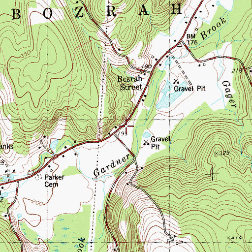 Topographic Map of Town of Bozrah, CT
