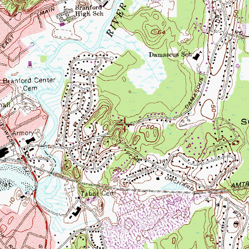 Topographic Map of Town of Branford, CT