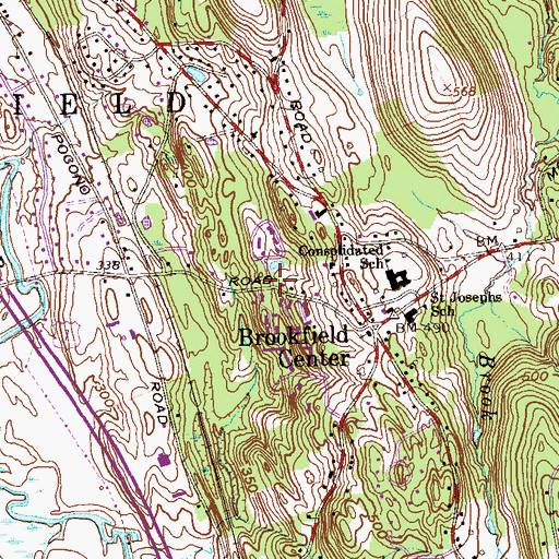 Topographic Map of Town of Brookfield, CT