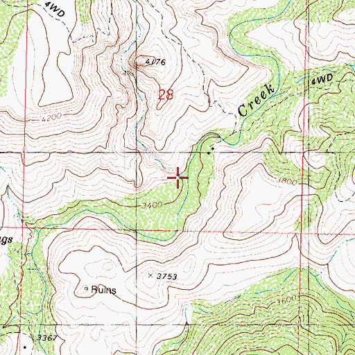 Topographic Map of Middle Water Canyon, AZ