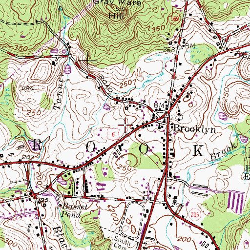 Topographic Map of Town of Brooklyn, CT