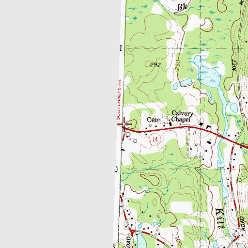 Topographic Map of Town of Canterbury, CT