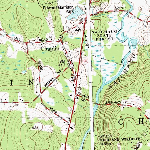 Topographic Map of Town of Chaplin, CT