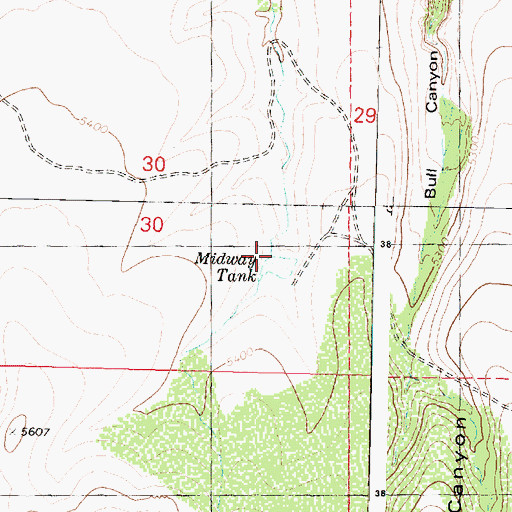 Topographic Map of Midway Tank, AZ