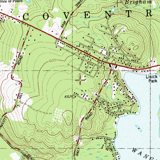 Topographic Map of Town of Coventry, CT