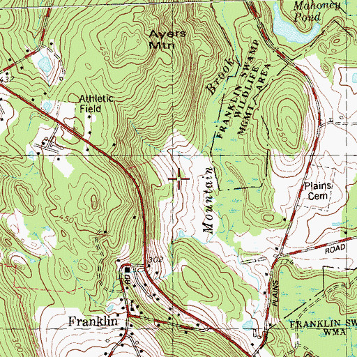 Topographic Map of Town of Franklin, CT