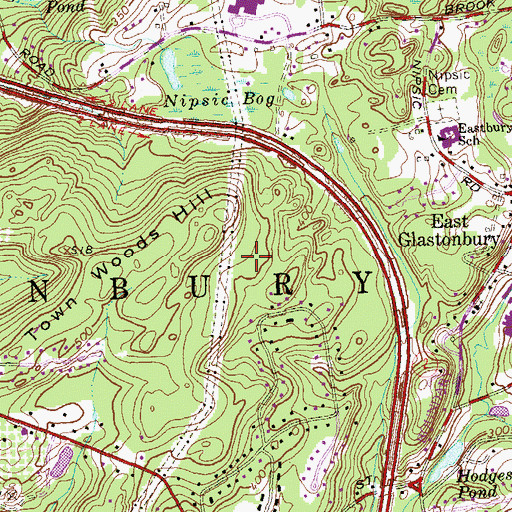 Topographic Map of Town of Glastonbury, CT