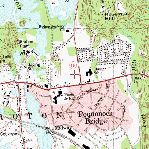 Topographic Map of Town of Groton, CT