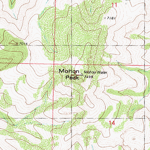 Topographic Map of Mohon Peak, AZ
