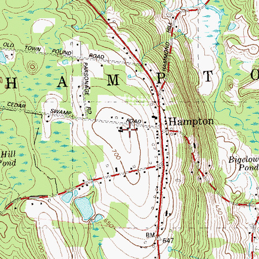 Topographic Map of Town of Hampton, CT