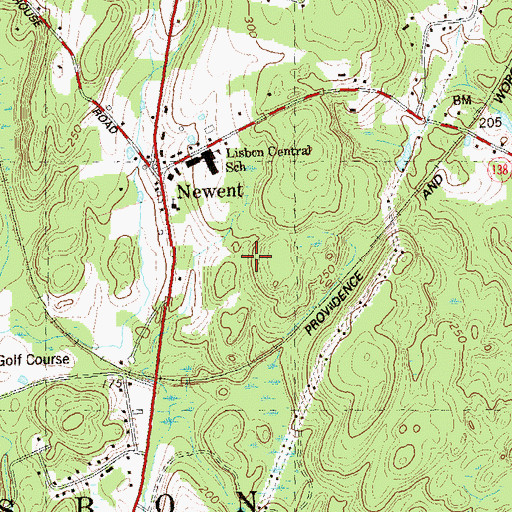 Topographic Map of Town of Lisbon, CT