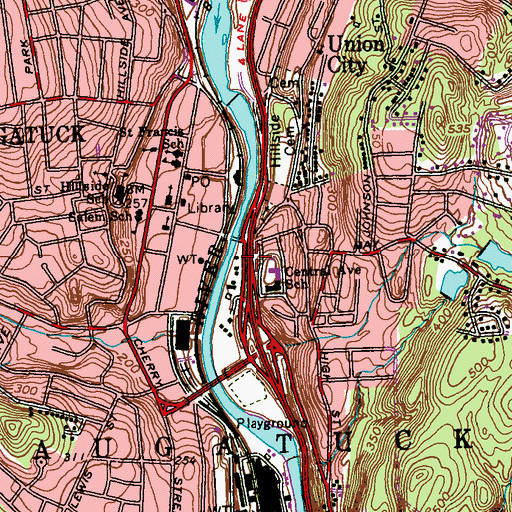 Topographic Map of Town of Naugatuck, CT