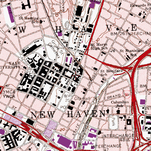 Topographic Map of Town of New Haven, CT