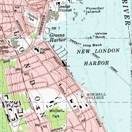 Topographic Map of Town of New London, CT