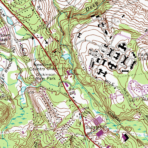 Topographic Map of Town of Newtown, CT